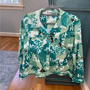 Floral Green Jean Jacket